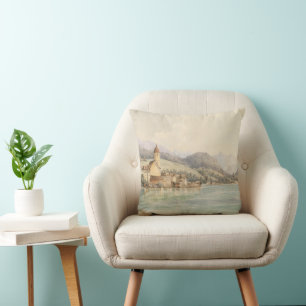 View of St. Wolfgang on Lake Wolfgang Carl Lafite Cushion