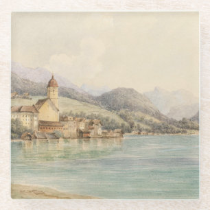 View of St. Wolfgang on Lake Wolfgang Carl Lafite Glass Coaster