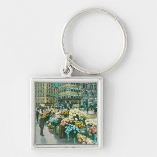 View of Street Flower Venders Key Ring