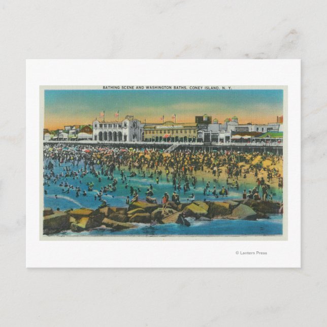 View of Swimmers at the Washington Baths Postcard (Front)