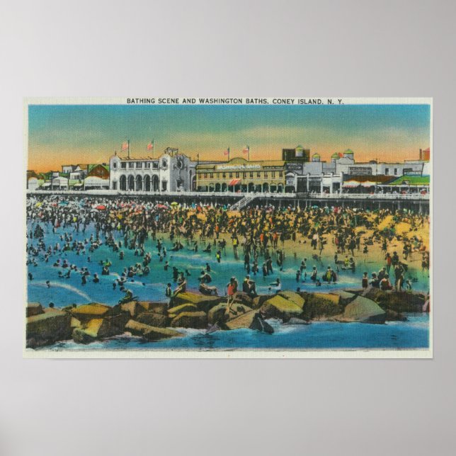 View of Swimmers at the Washington Baths Poster (Front)
