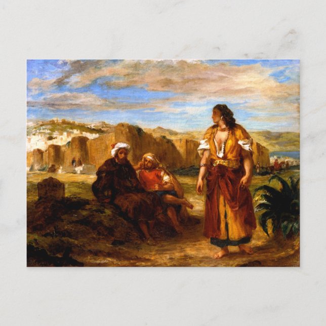 View of Tangier with Two Seated Arabs Postcard (Front)