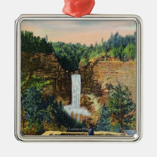 View of Taughannock Falls # 2 Metal Tree Decoration (Front)