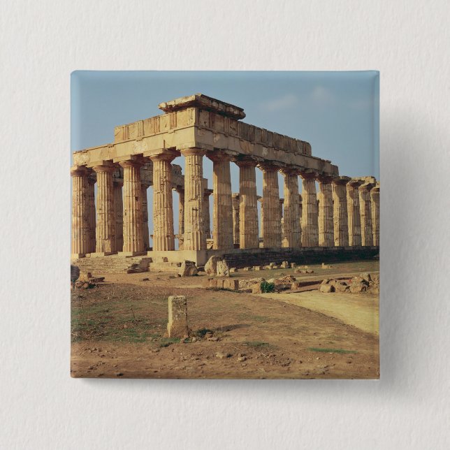 View of Temple E, c.490-480 BC 15 Cm Square Badge (Front)