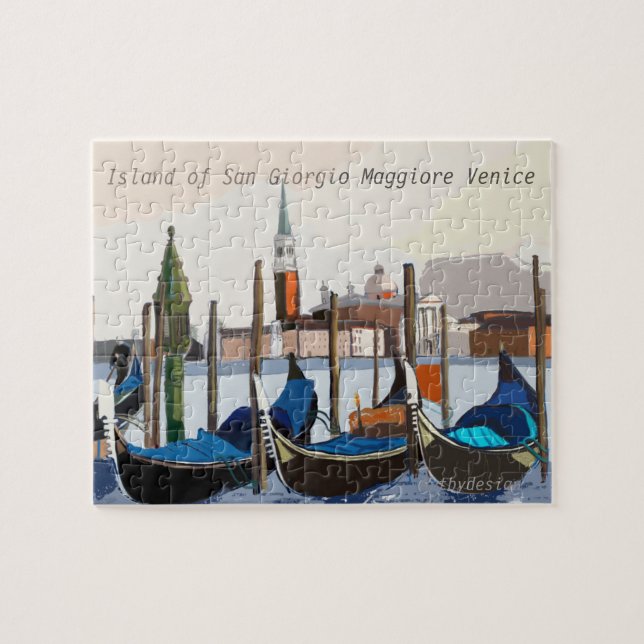 View of Tethered Gondolas from St Marks Square Jigsaw Puzzle (Horizontal)