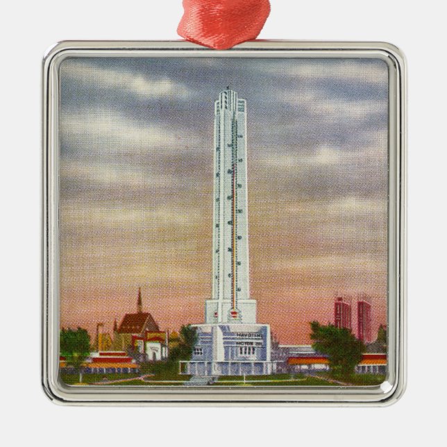 View of Texaco's Giant Thermometer Metal Tree Decoration (Front)