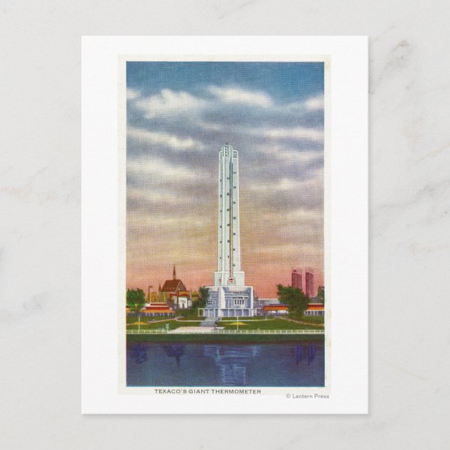 View of Texaco's Giant Thermometer Postcard (Front)