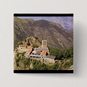 View of the Abbey of St. Martin du Canigou 15 Cm Square Badge