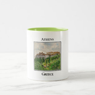 View of the Acropolis, Athens Greece Two-Tone Coffee Mug