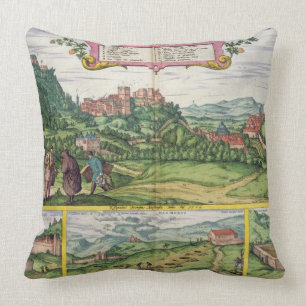 View of the Alhambra, from 'Civitates Orbis Terrar Cushion
