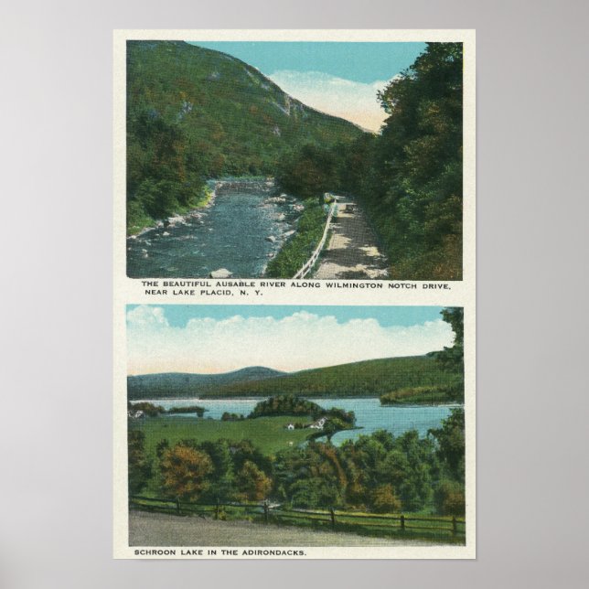 View of the Ausable River and Schroon Lake Poster (Front)