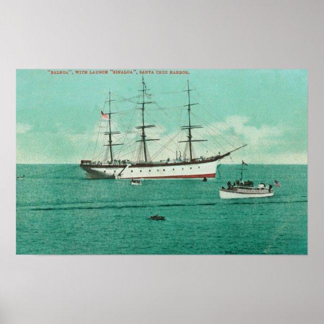 View of the Balboa and the Sinaloa Entering Poster (Front)