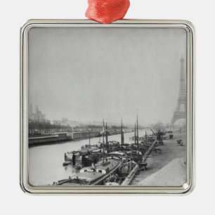 View of the banks of the Seine & the Eiffel Metal Ornament