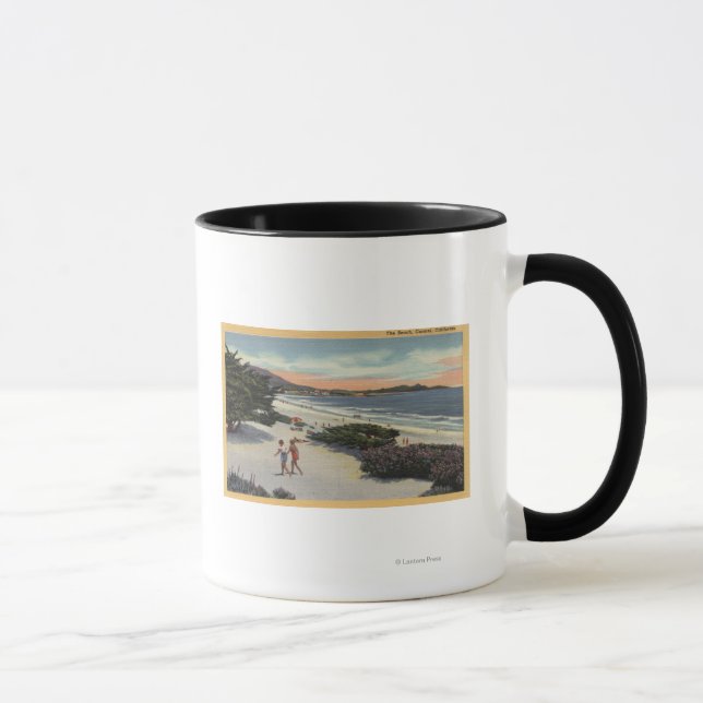 View of the Beach, Sunbathers Walking Mug (Right)