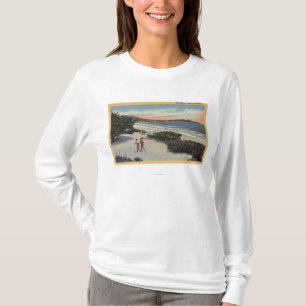 View of the Beach, Sunbathers Walking T-Shirt