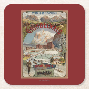 View of the Bear Hotel Promotional Poster Square Paper Coaster