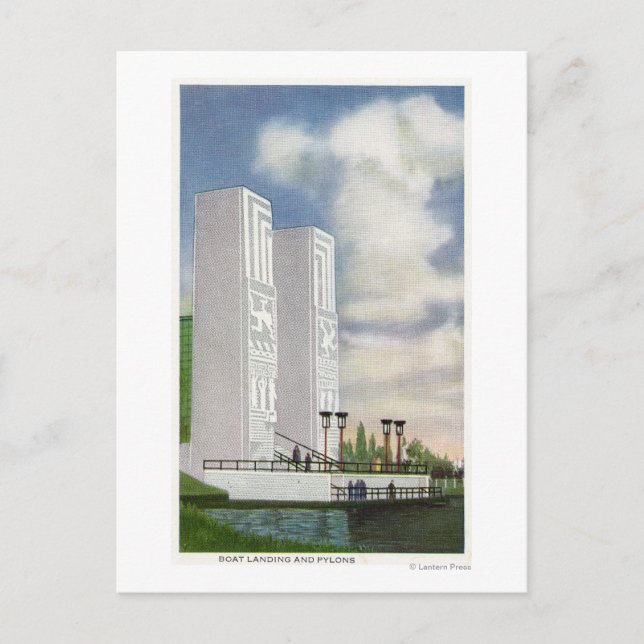 View of the Boat Landing and Pylons Postcard (Front)