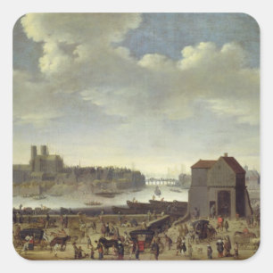 View of the Bridge and Quai de la Tournelle Square Sticker