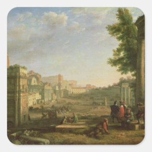View of the Campo Vaccino, Rome, 1636 Square Sticker