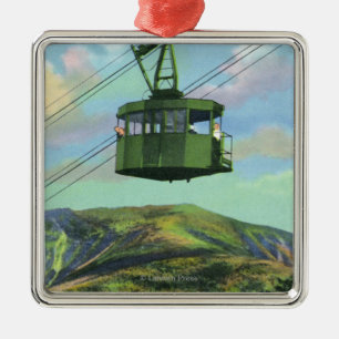 View of the Cannon Mt Tram Ascending Metal Ornament