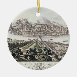 View of the Capital City and Fortress of Salzburg, Ceramic Ornament