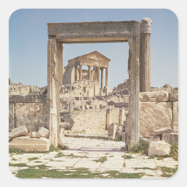 View of the Capitolium, 166-167 AD Square Sticker (Front)
