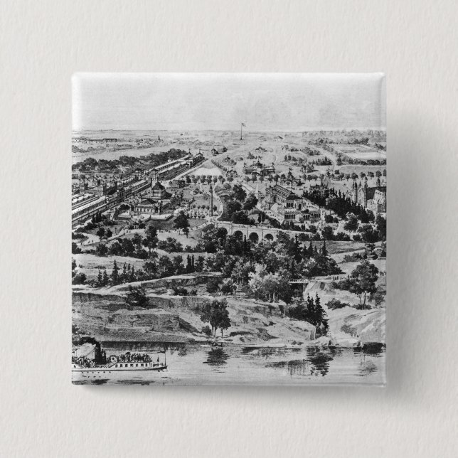 View of the Centennial Exposition 15 Cm Square Badge (Front)
