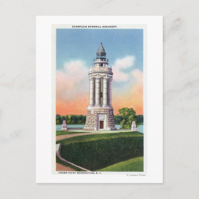 View of the Champlain Memorial Monument Postcard (Front)