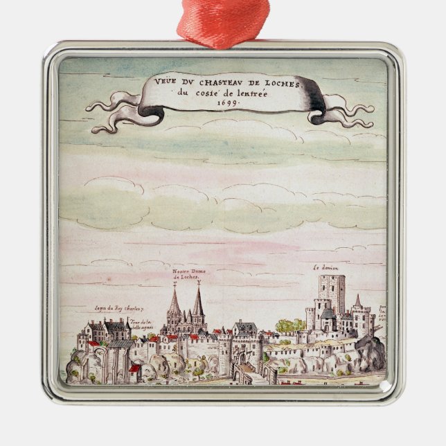 View of the Chateau de Loches, 1699 Metal Tree Decoration (Front)