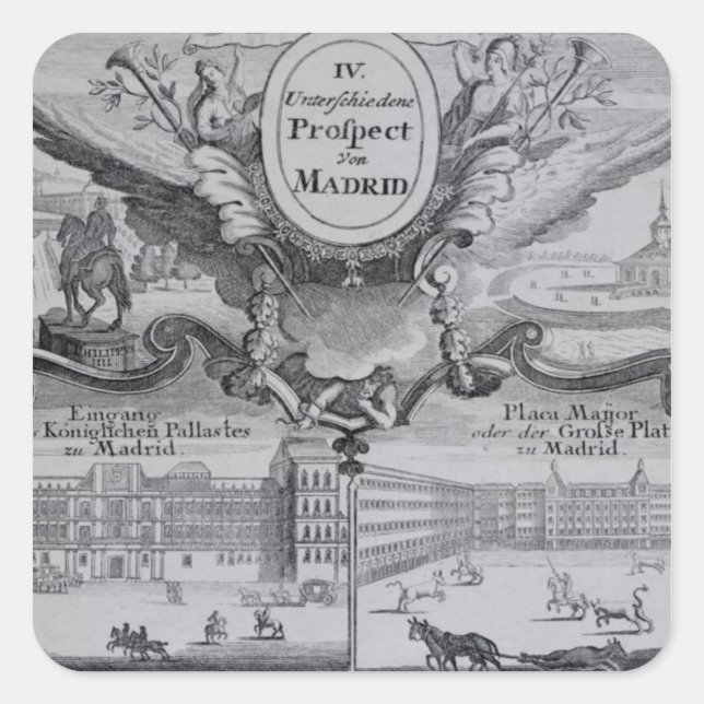 View of the city of Madrid Square Sticker (Front)