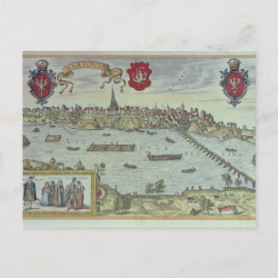 View of the city of Warsaw beside the river Vistul Postcard