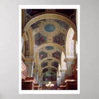View of the coffered Library ceiling with gilded s