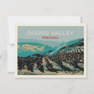View of the Douro valley illustration, Portugal Postcard