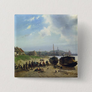 View of the Dutch Coast 15 Cm Square Badge
