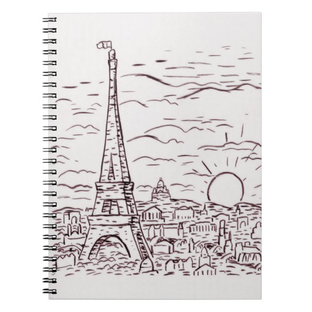 View of the Eiffel Tower in Paris Notebook (Front)