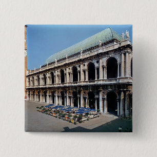 View of the facade of the Basilica Palladiana 15 Cm Square Badge