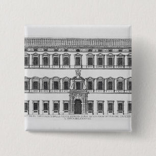 View of the facade of the Lateran Palace, Rome, co 15 Cm Square Badge