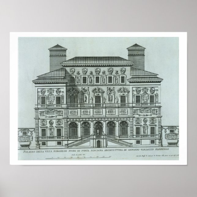 View of the facade of Villa Borghese, Rome (engrav Poster (Front)