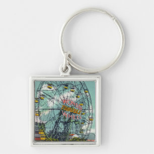 View of the Famous Wonder Ferris Wheel Key Ring