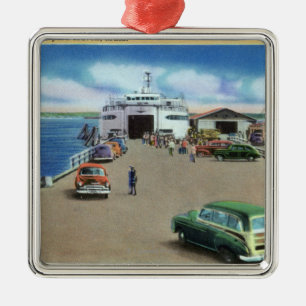 View of the Ferry at the Pier Metal Tree Decoration