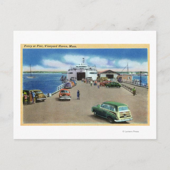 View of the Ferry at the Pier Postcard (Front)