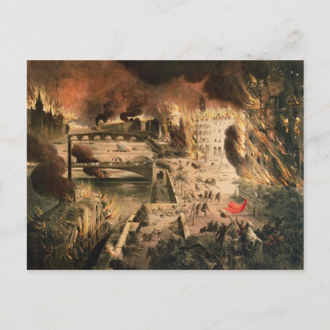 View of the Fires in Paris during the Commune Postcard (Front)