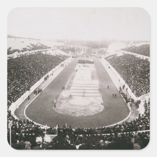 View of the first official Olympic Games in Athens Square Sticker (Front)