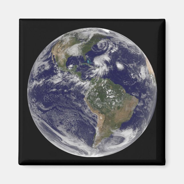 View of the full Earth and four storm systems Magnet (Front)