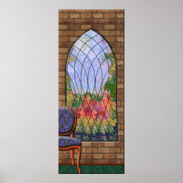 View Of The Garden Through Chapel Window Poster (Front)