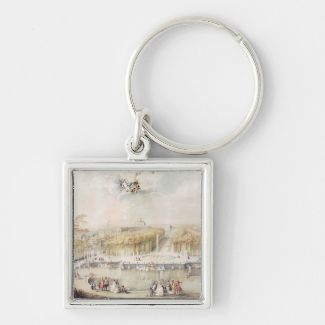 View of the Gardens and the Chateau of Versailles Key Ring (Front)