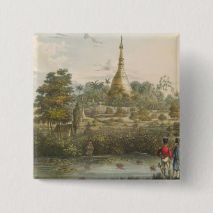 View of the Great Dagon Pagoda at Rangoon from the 15 Cm Square Badge
