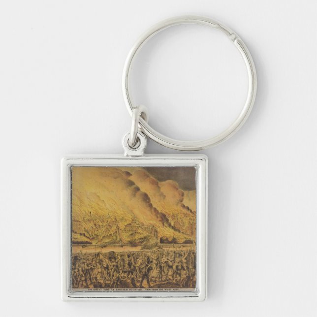 View of the Great Fire of Chicago Key Ring (Front)