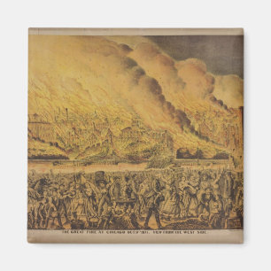 View of the Great Fire of Chicago Magnet