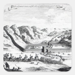 View of the Great Wall on the side Square Sticker